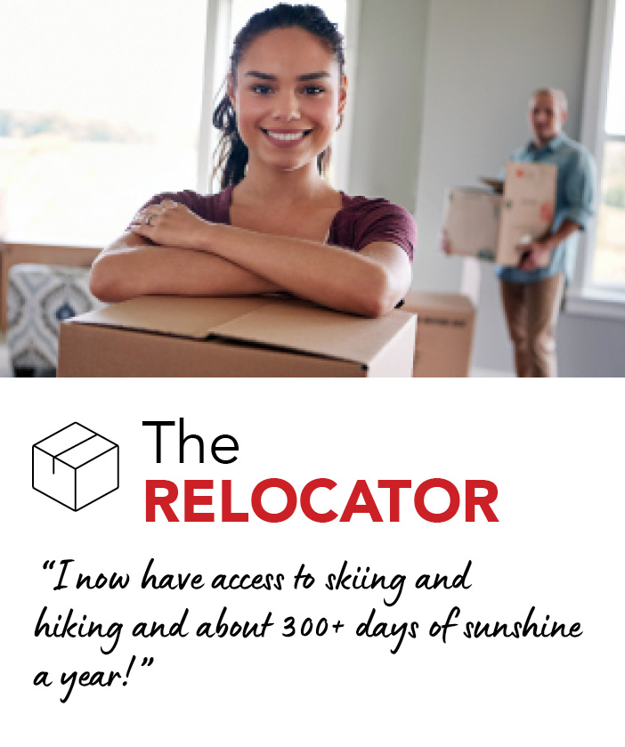 The relocator has access to sunshine, hiking and 30 days of sunshine, promoting sustainability.